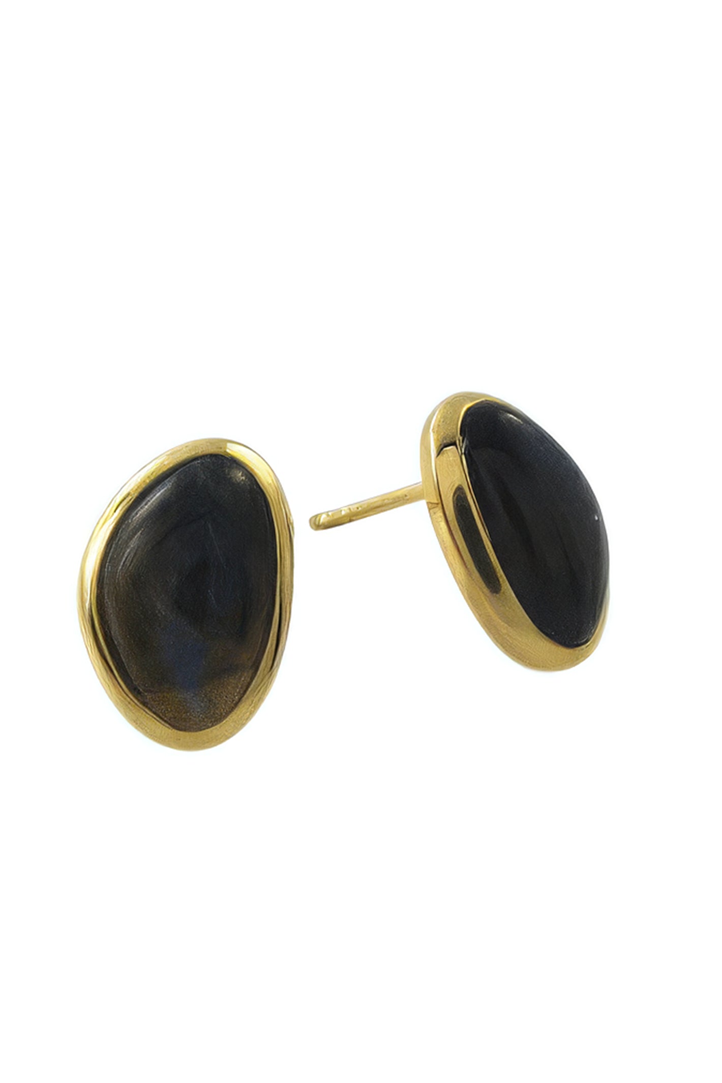 LBJ Jewellery Oval labradorite gold studs E25314GP, front