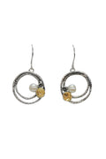 LBJ Jewellery Oxidised Circle Drop Silver Earrings E17184SL, front