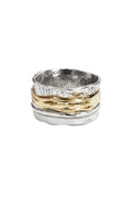 LBJ Jewellery Oxidised gold plated spinning ring R19019, front
