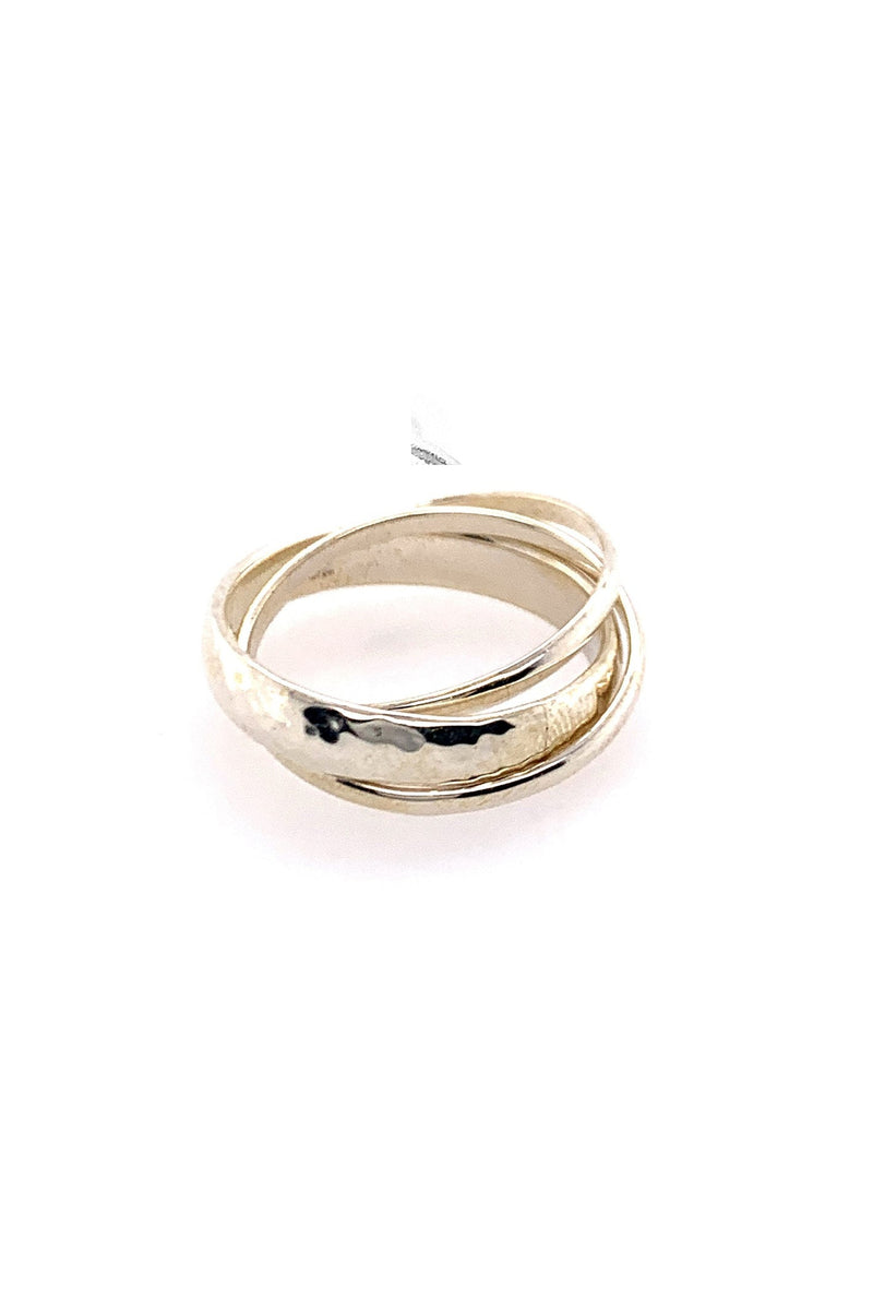 LBJ Jewellery Plain hammered russian Silver ring R391_O, front