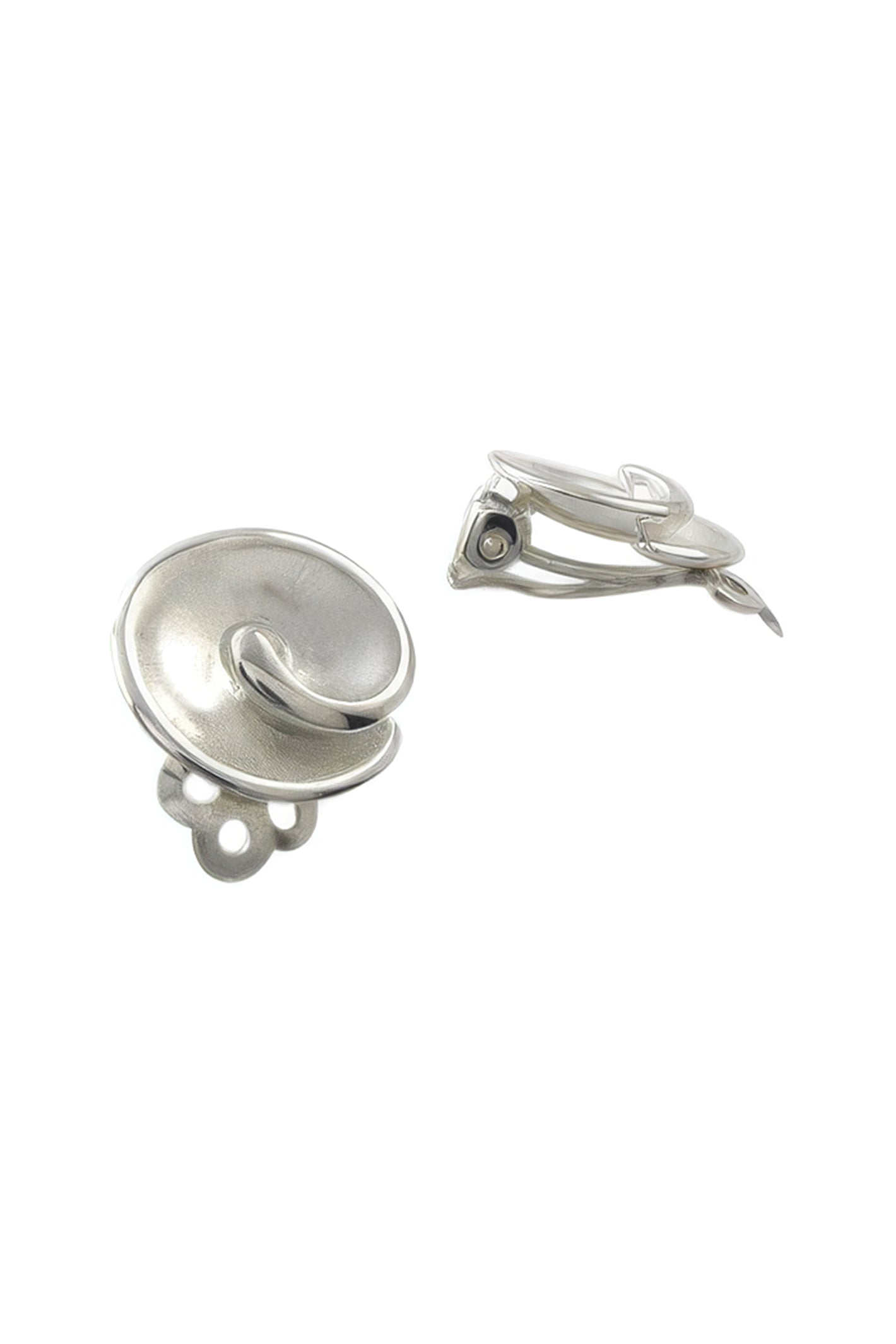 LBJ Jewellery Shell Style Silver Clip On Earrings E12010C, front and clip detail