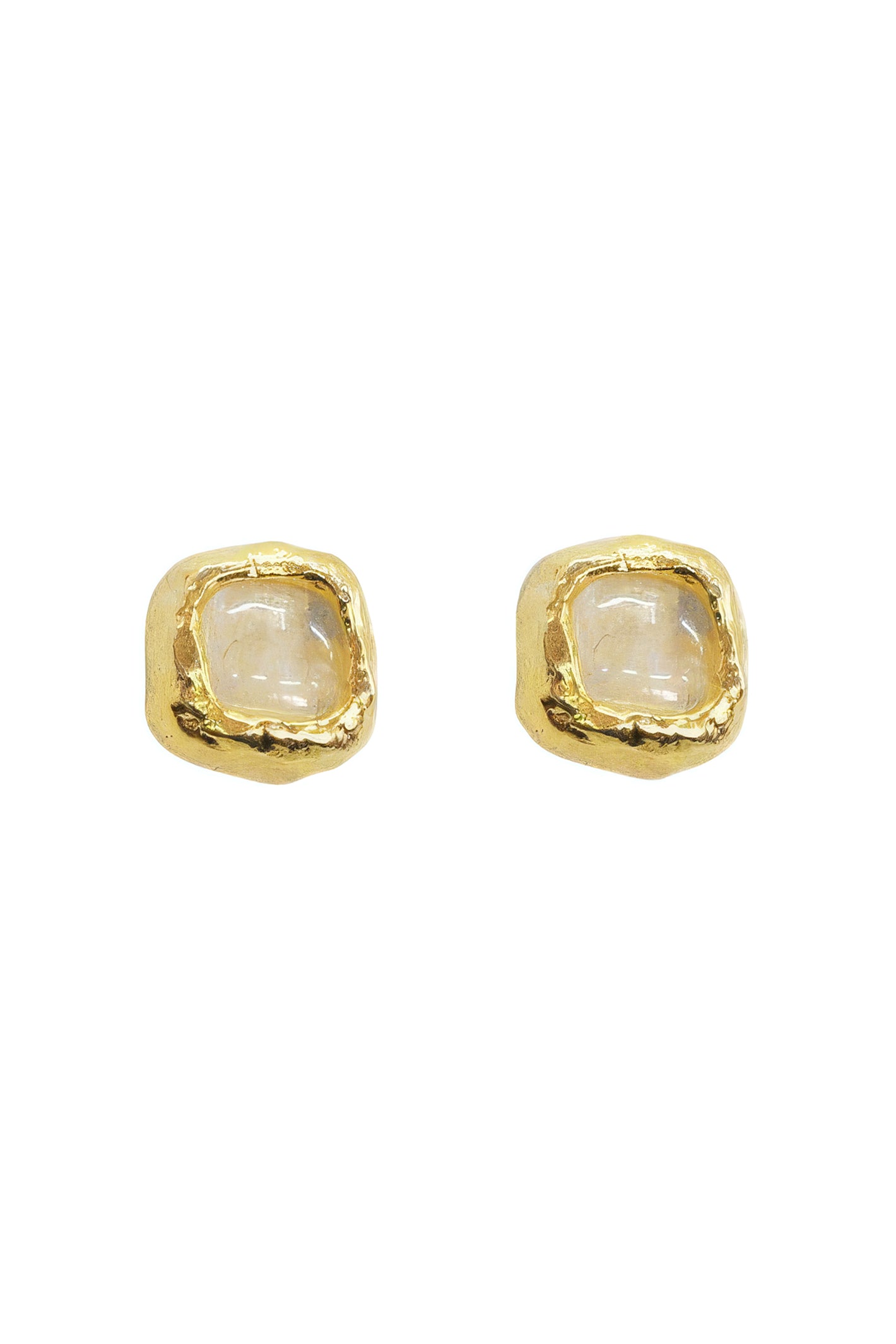 LBJ Jewellery Square moonstone gold plated studs E21162M, front