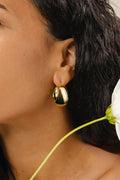 LBJ Jewellery Statement Domed Gold Plated Hoops E3708/1GP, worn