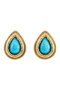 LBJ Jewellery Teardrop Gold Plated Opalite Blue Studs E1041PG, packshot