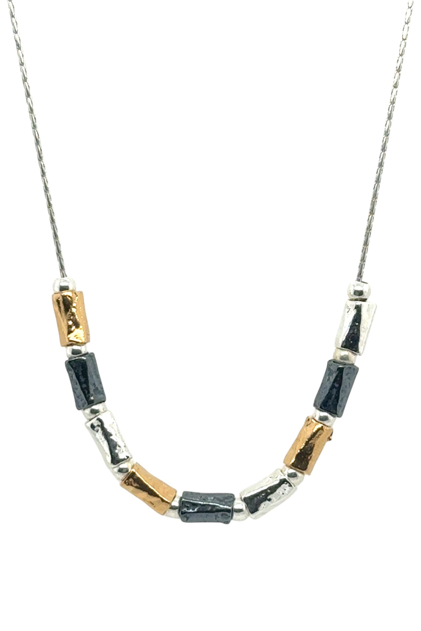 LBJ Jewellery Three Colour Organic Chain Multicolour Necklace N24090, front