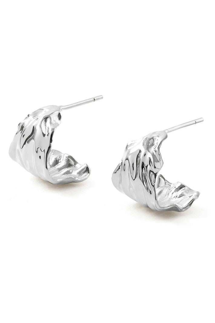 LBJ Jewellery Wavy Silver Half Hoops E3410, packshot