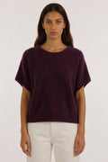 Les Racines du Ciel Aube Wine Purple Sleeveless Jumper H26721, front view on model