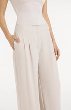 Yaya 01-301257-605 Linen Blend Trousers with Wide Leg and Fringed Detail