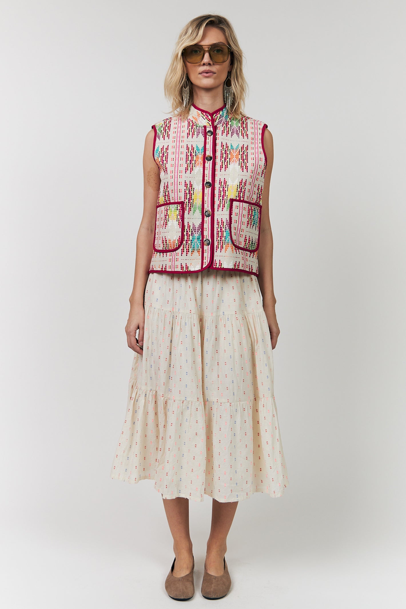 Lolly's Laundry CairoLL Pink Ikat Quilt Gilet 26155-1040 51