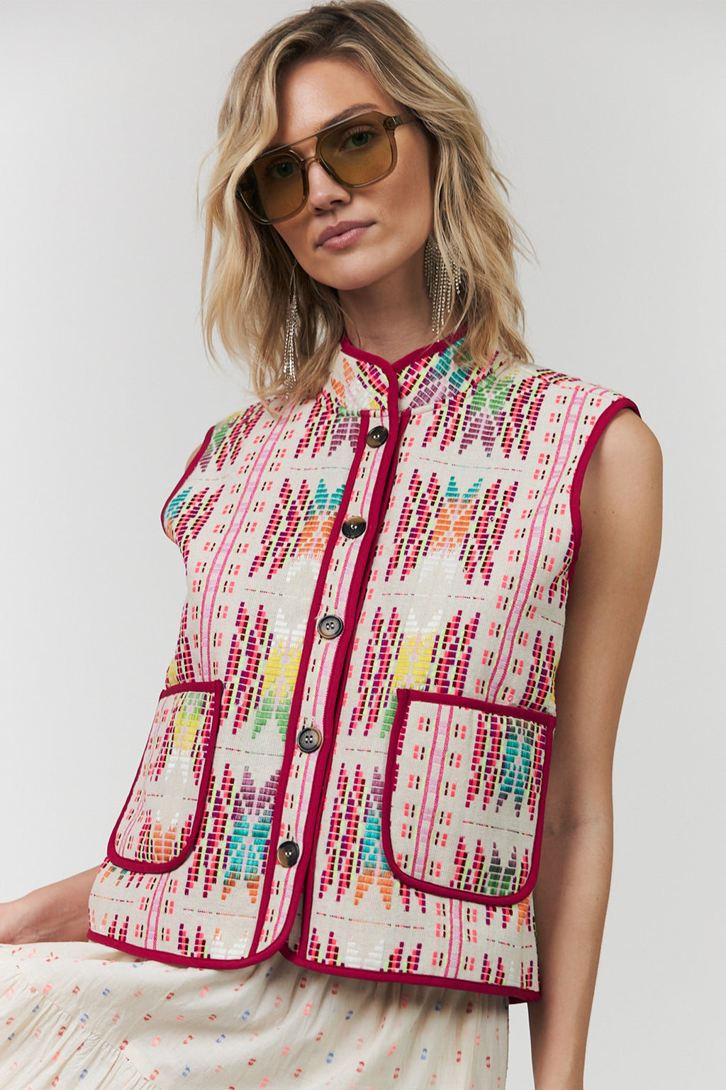 Lolly's Laundry CairoLL Pink Ikat Quilt Gilet 26155-1040 51