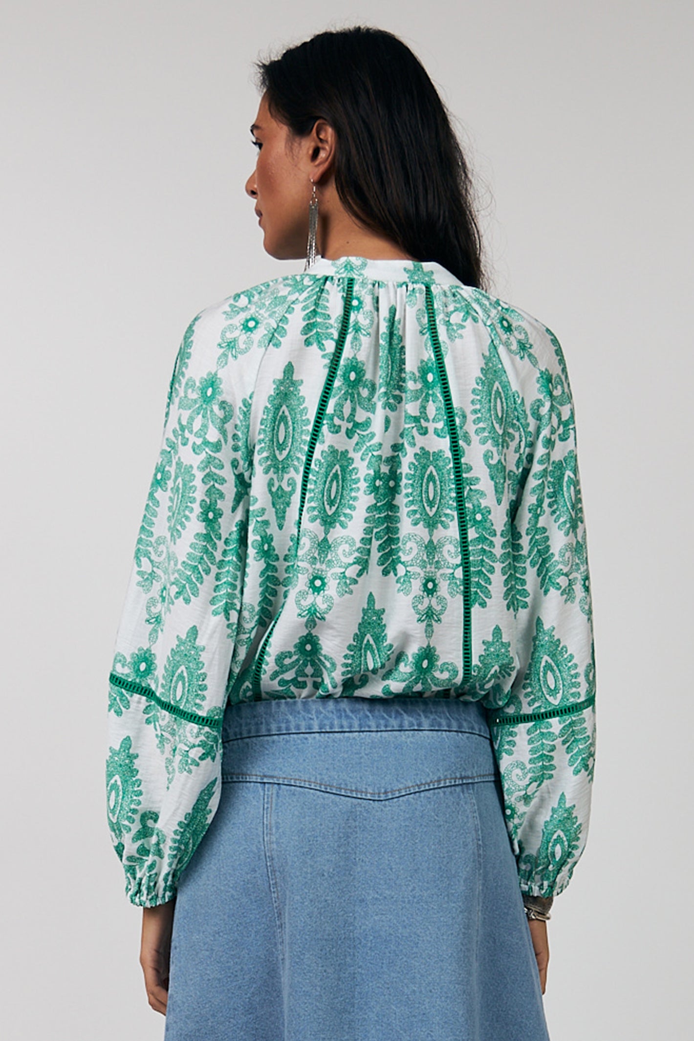 Lolly's Laundry VeroLL Light Green Print Long Sleeve Shirt 26173-1088 41