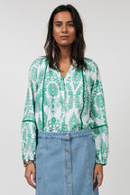 Lolly's Laundry VeroLL Light Green Print Long Sleeve Shirt 26173-1088 41