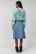 Lolly's Laundry VeroLL Light Green Print Long Sleeve Shirt 26173-1088 41