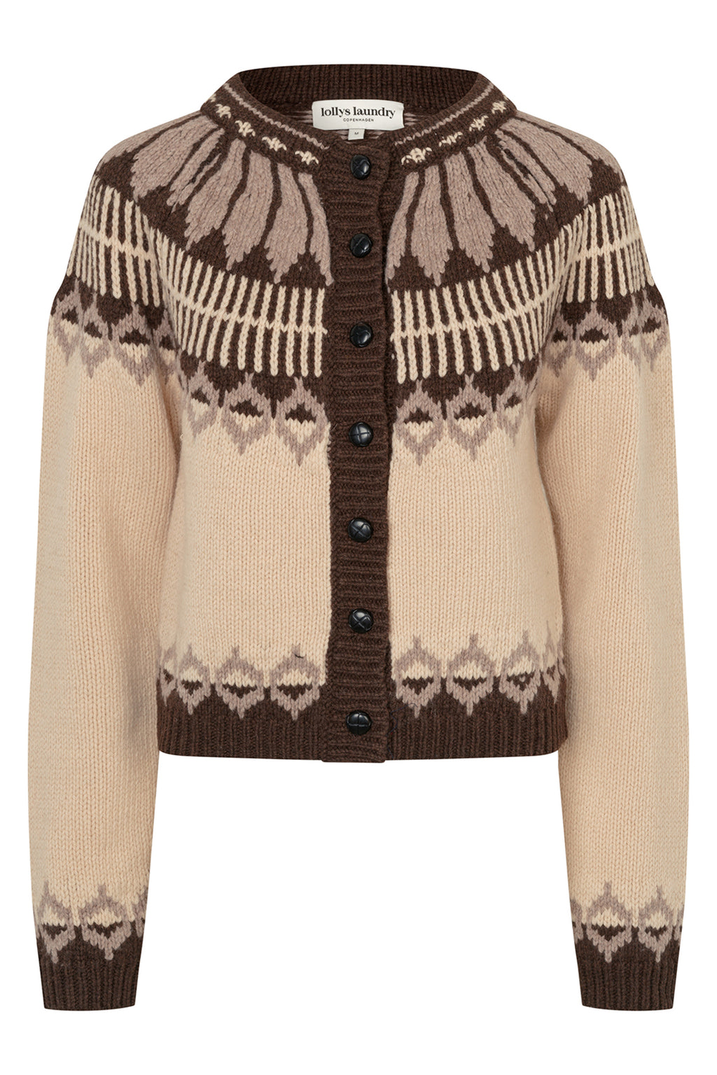 Lollys Laundry ClareLL Creme Beige Nordic Knit Cardigan 26407-5016, front packshot