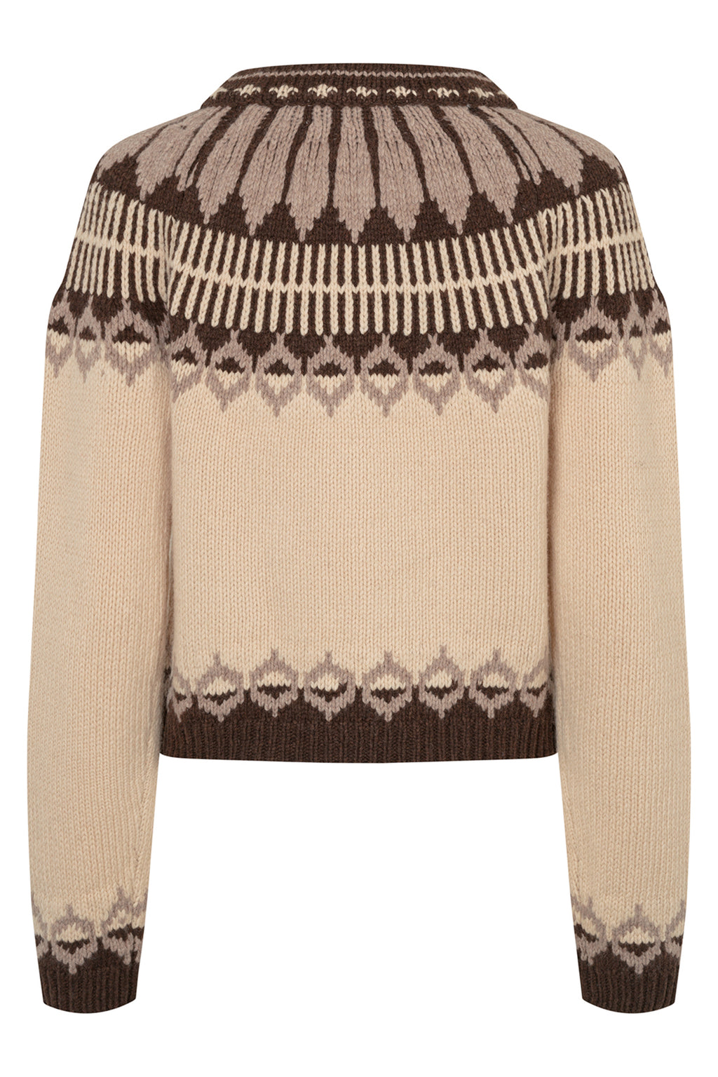 Lollys Laundry ClareLL Creme Beige Nordic Knit Cardigan 26407-5016, back packshot