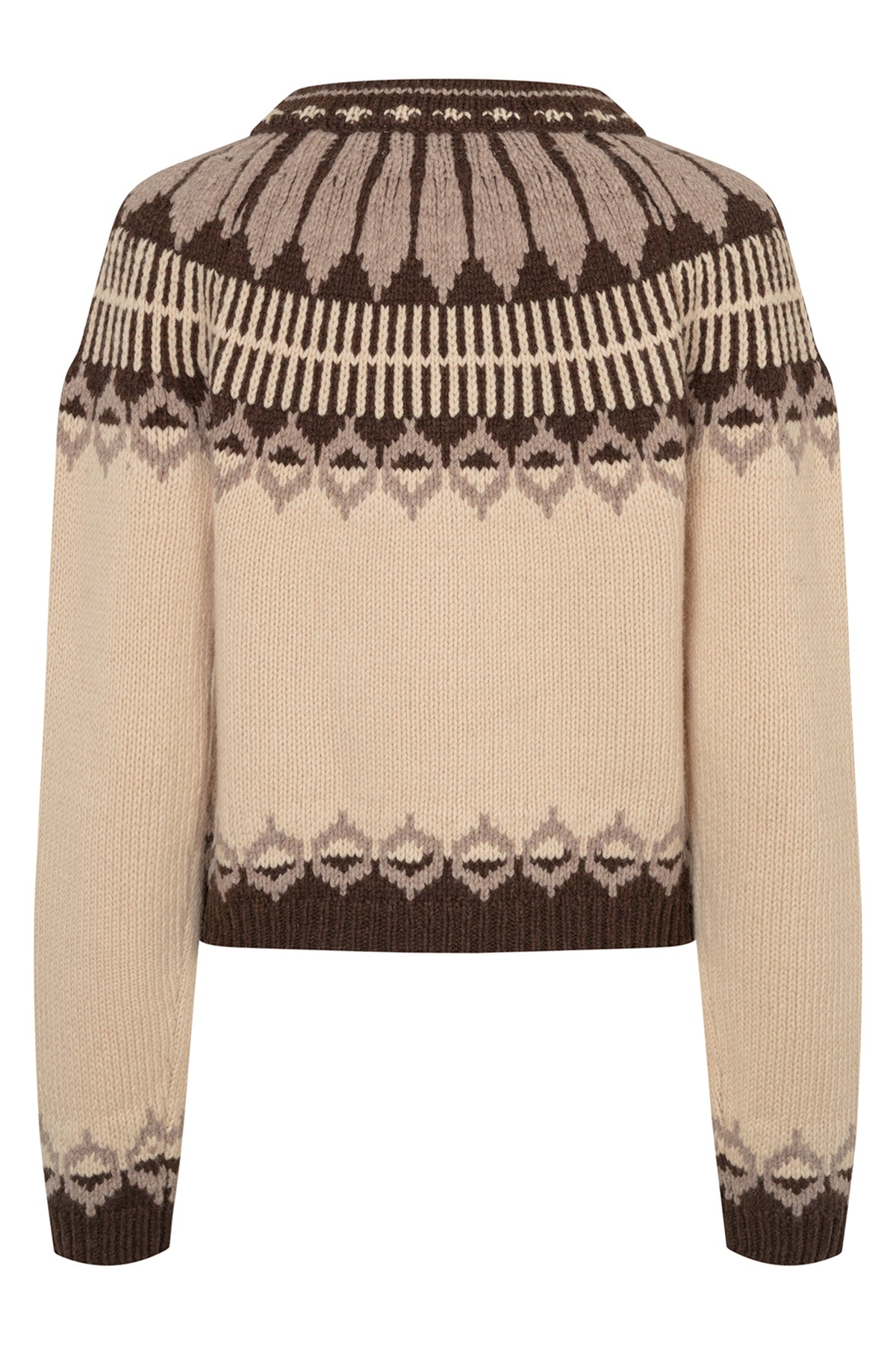 Lollys Laundry ClareLL Creme Beige Nordic Knit Cardigan 26407-5016, back packshot