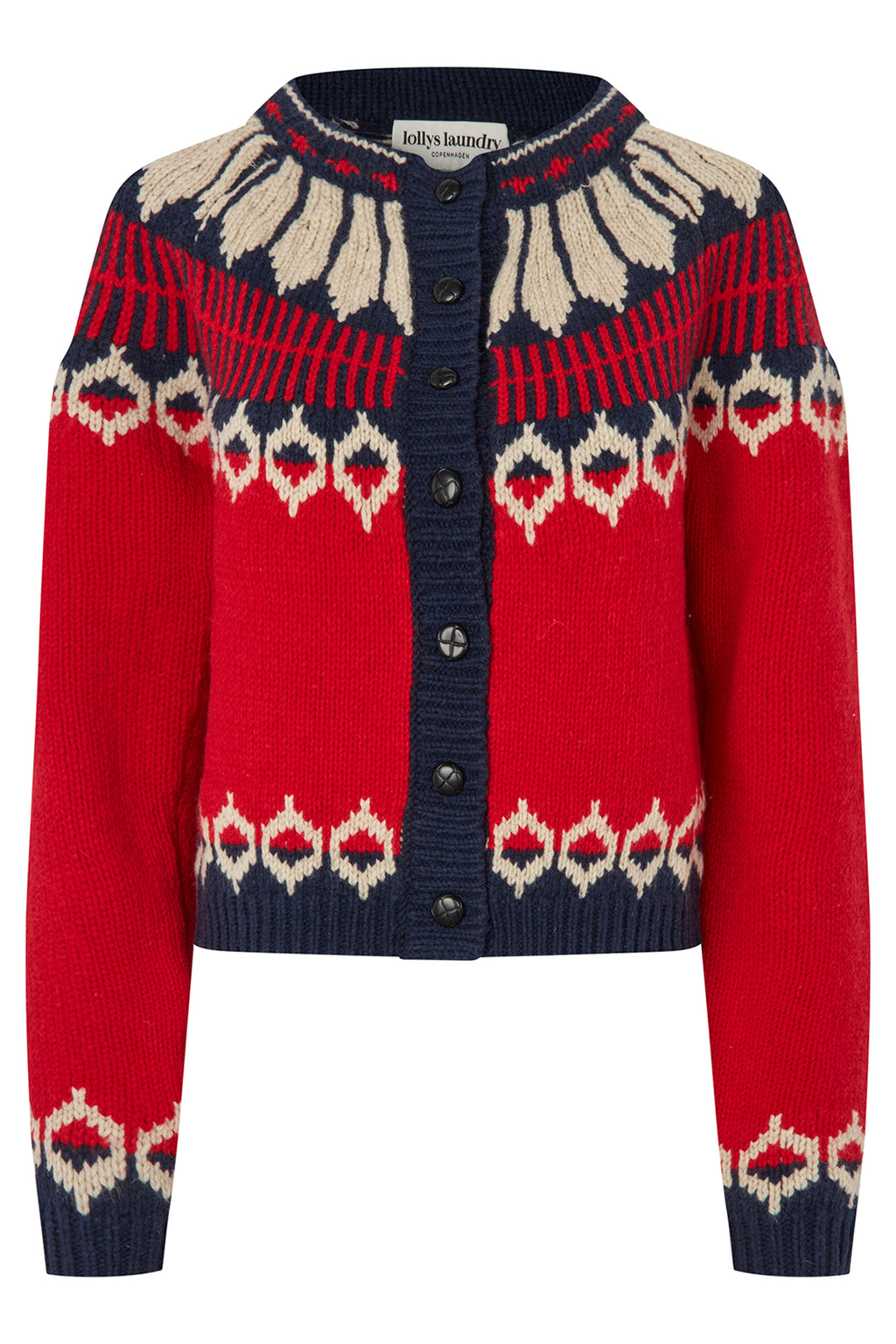 Lollys Laundry ClareLL Red Nordic Knit Cardigan 26407-5016, front packshot
