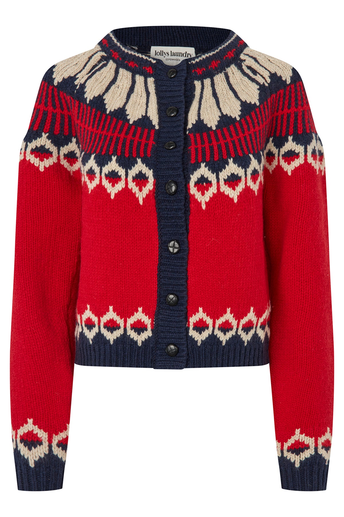 Lollys Laundry ClareLL Red Nordic Knit Cardigan 26407-5016, front packshot