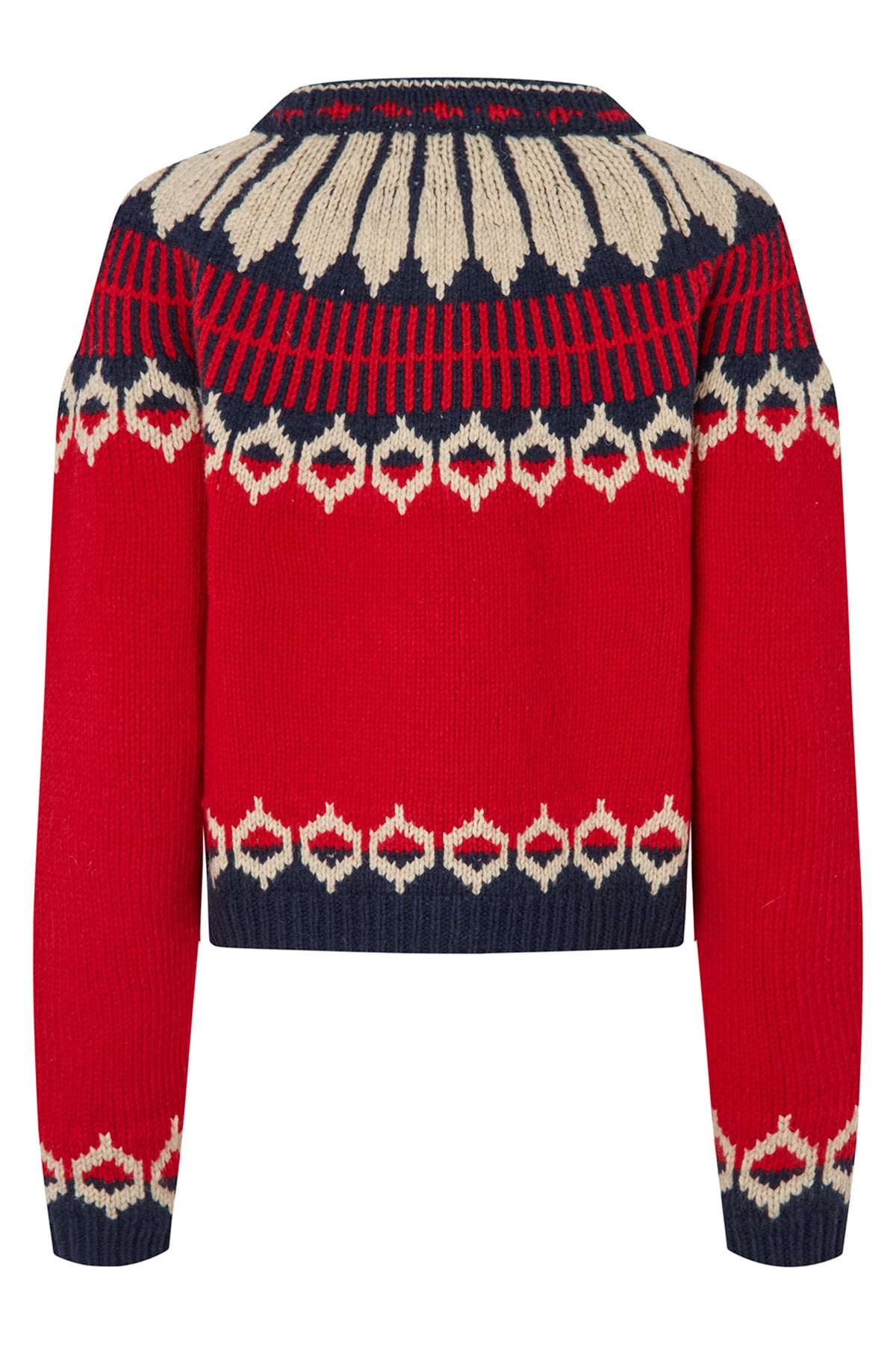 Lollys Laundry ClareLL Red Nordic Knit Cardigan 26407-5016, back packshot