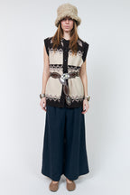 Lollys Laundry CleoLL Creme Beige Nordic Knit Waistcoat 26407-5019, front full length on model