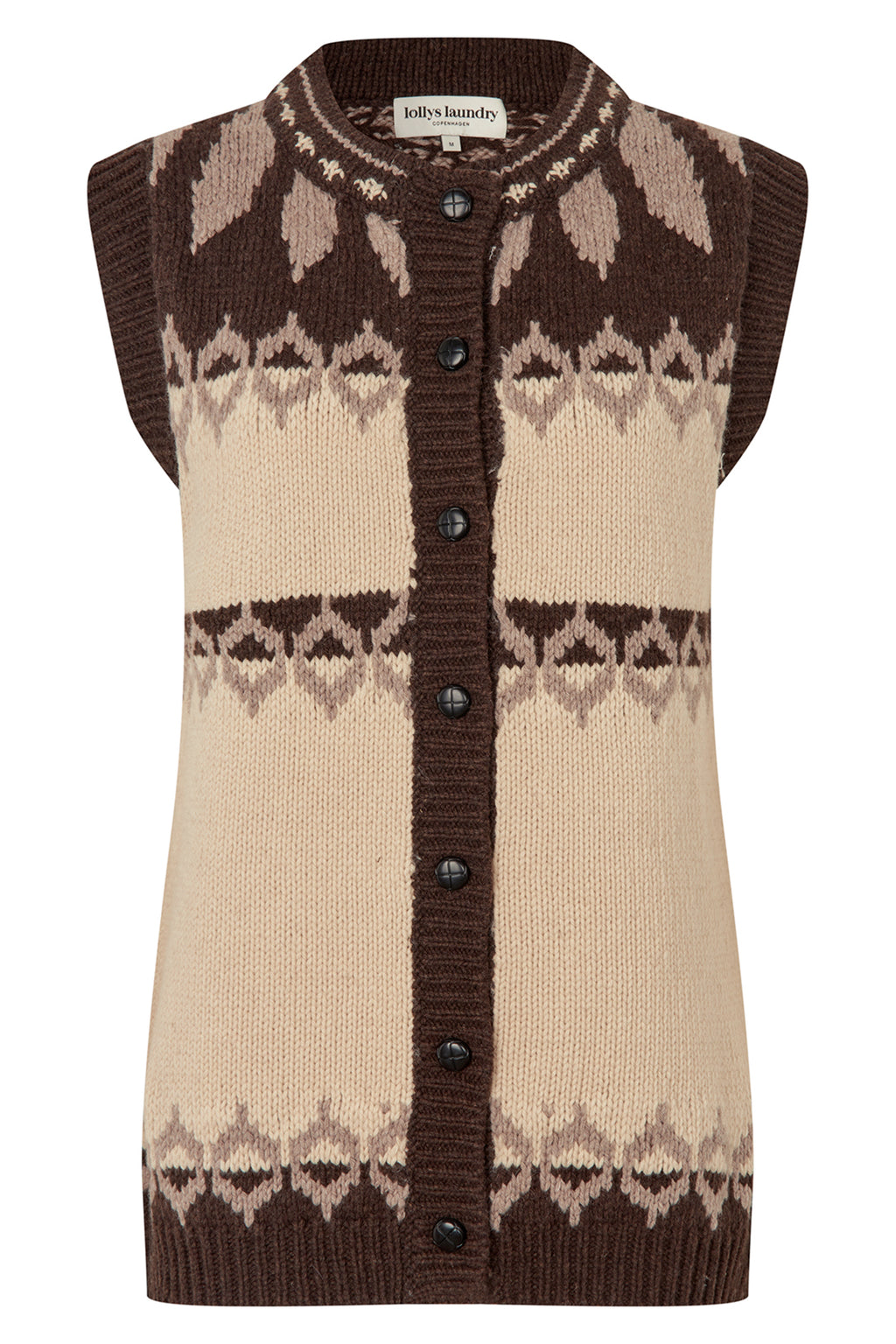 Lollys Laundry CleoLL Creme Beige Nordic Knit Waistcoat 26407-5019, front packshot