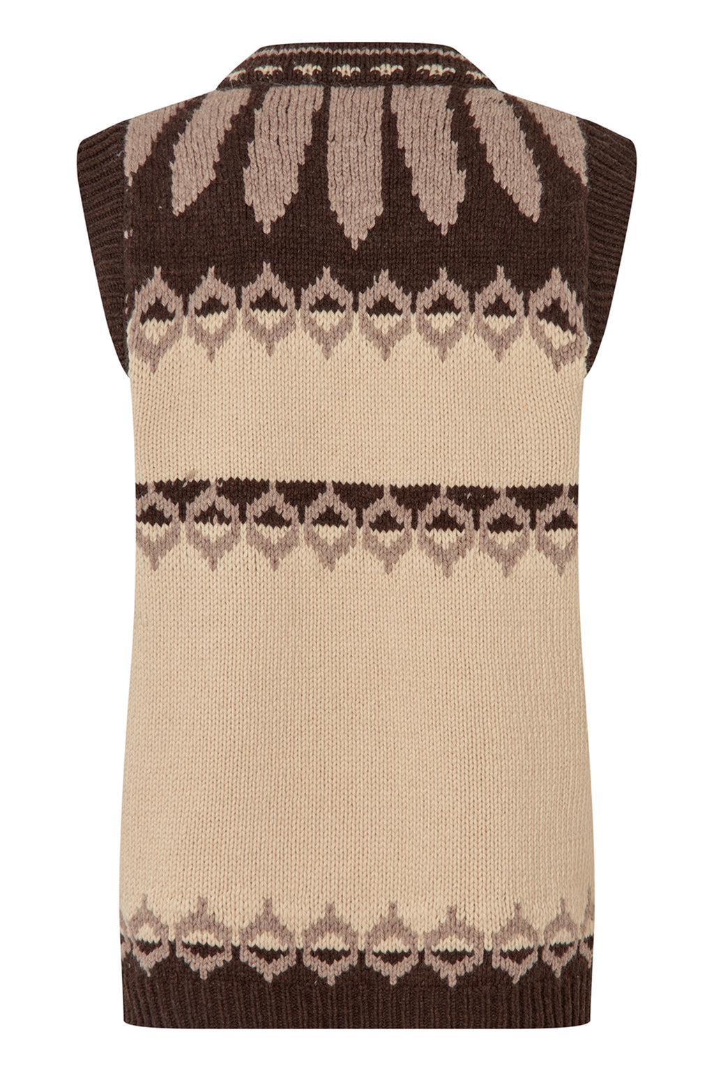 Lollys Laundry CleoLL Creme Beige Nordic Knit Waistcoat 26407-5019, back packshot