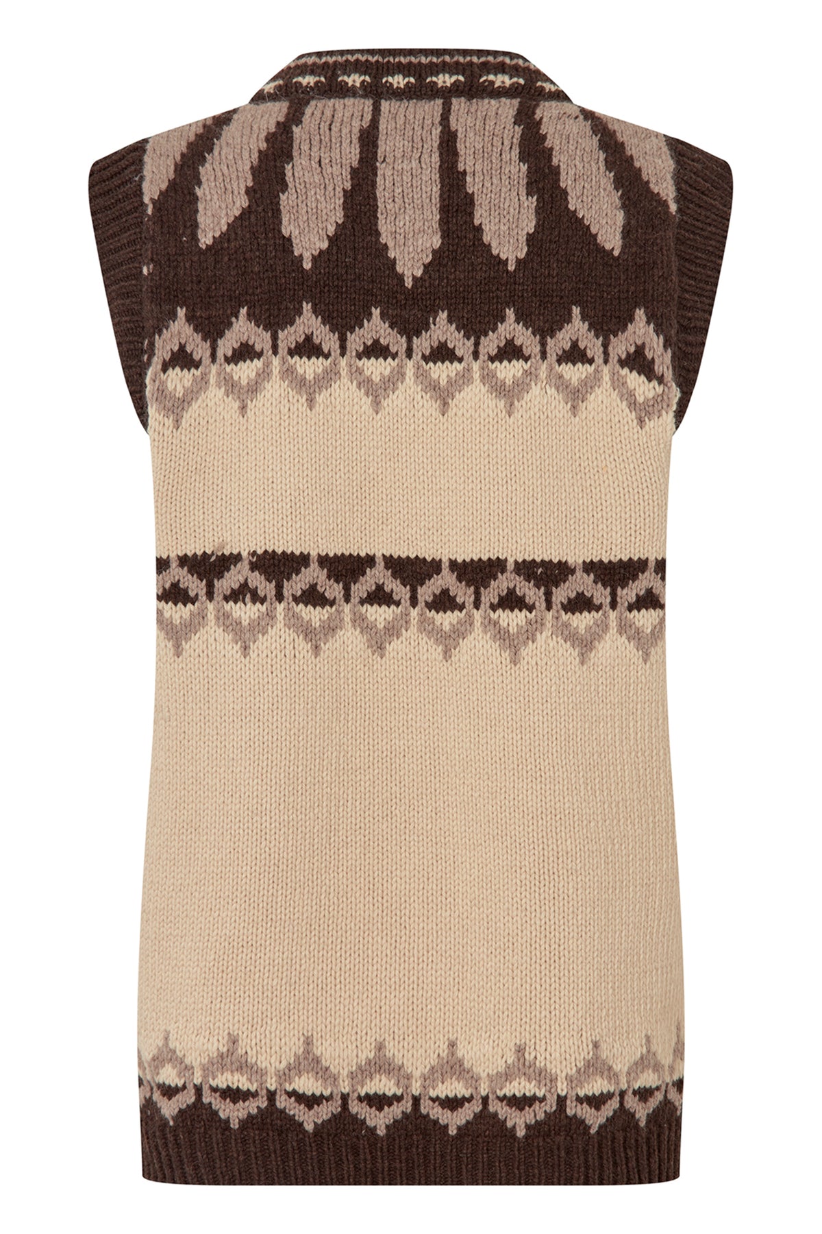 Lollys Laundry CleoLL Creme Beige Nordic Knit Waistcoat 26407-5019, back packshot