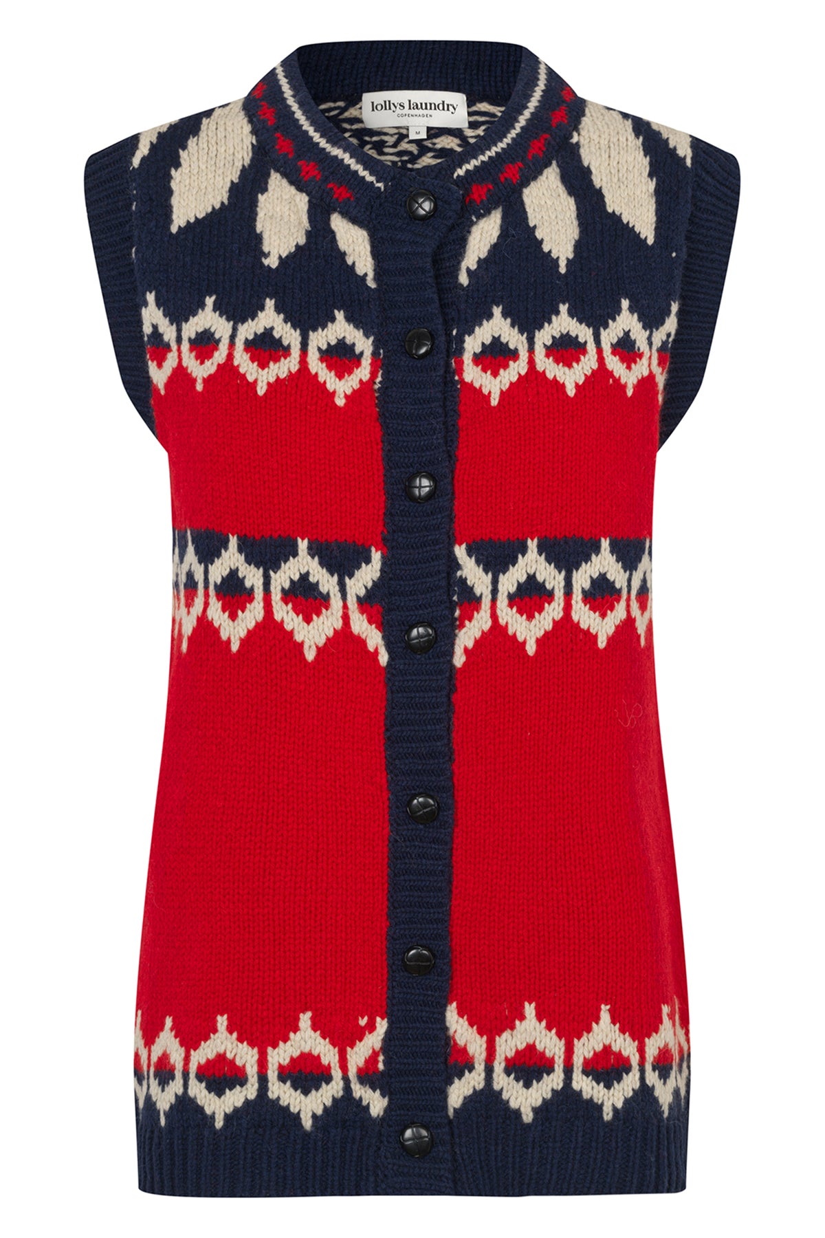 Lollys Laundry CleoLL Red Nordic Knit Waistcoat 26407-5019, front packshot