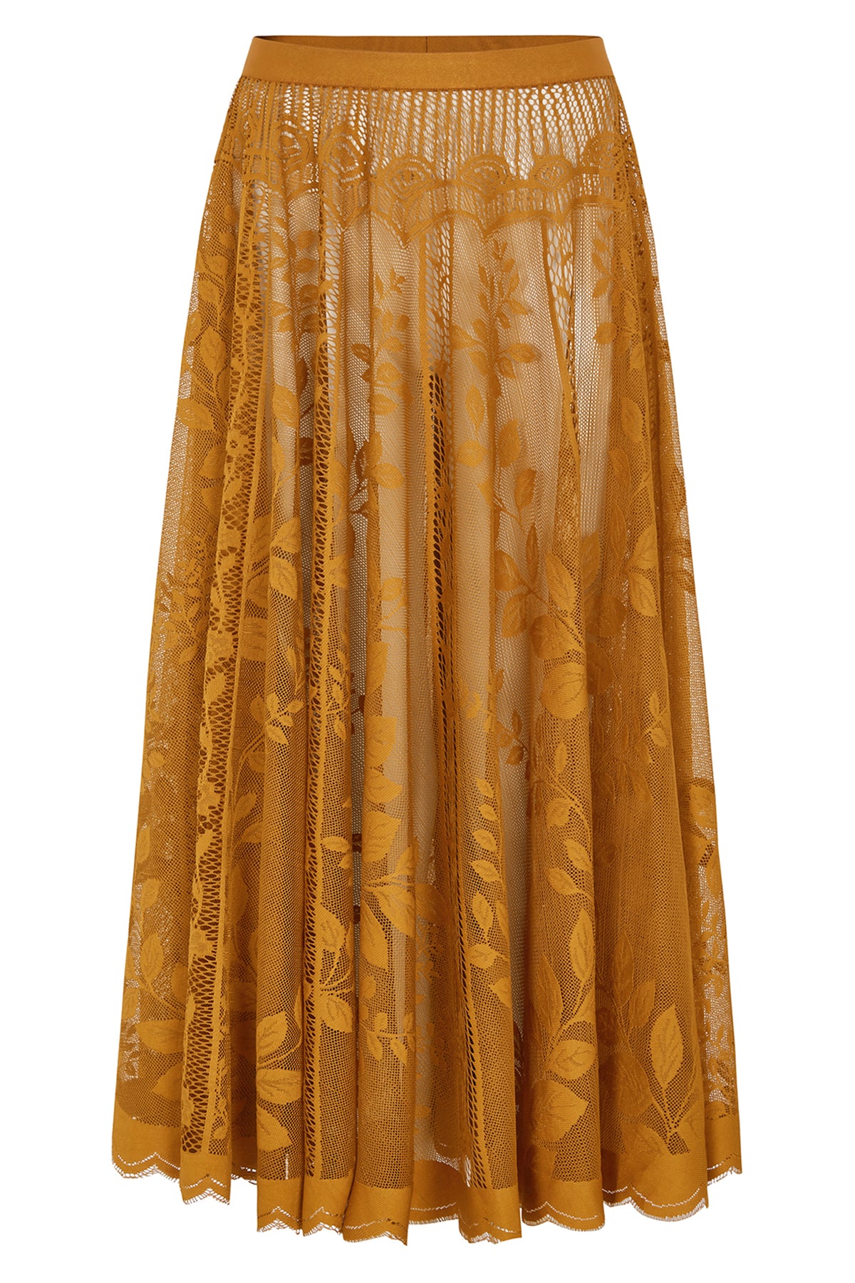 Lollys Laundry CollinsLL Rust Orange Burnout Floral Midi Skirt 26493-2035, front packshot