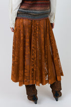 Lollys Laundry CollinsLL Rust Orange Burnout Floral Midi Skirt 26493-2035, back cropped view