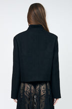Lollys Laundry JeromeLL Black Military Braid Blazer 26425-6021, back cropped view
