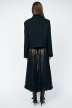 Lollys Laundry JeromeLL Black Military Braid Blazer 26425-6021, back full length on model