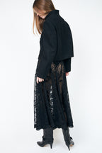 Lollys Laundry JeromeLL Black Military Braid Blazer 26425-6021, side view showing the cropped length