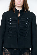 Lollys Laundry JeromeLL Black Military Braid Blazer 26425-6021, close detail of the soutache braid and buttons