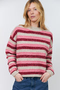 Lollys Laundry MacieLL Pink Stripe Knit Jumper 26413-5024, front cropped view