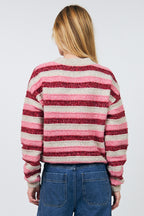 Lollys Laundry MacieLL Pink Stripe Knit Jumper 26413-5024, back cropped view