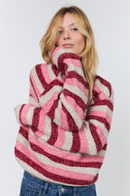 Lollys Laundry MacieLL Pink Stripe Knit Jumper 26413-5024, sleeve and shoulder detail