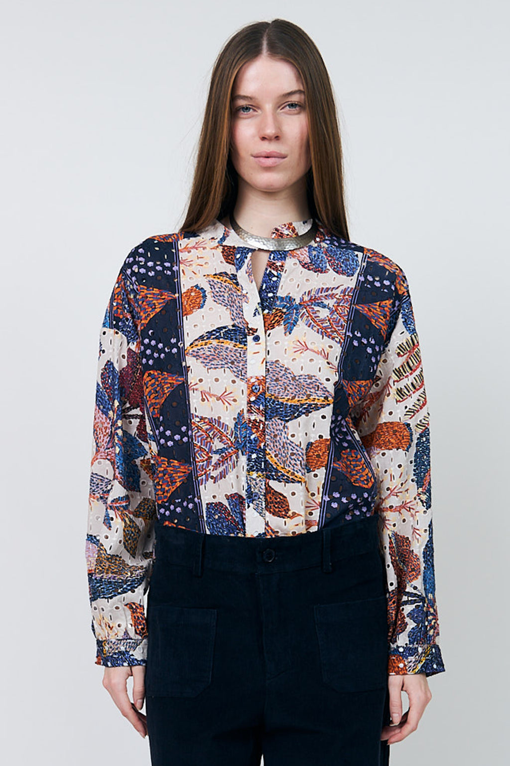 Lollys Laundry ScottieLL Multicolour Patchwork Print Shirt 26403-1071, front cropped view