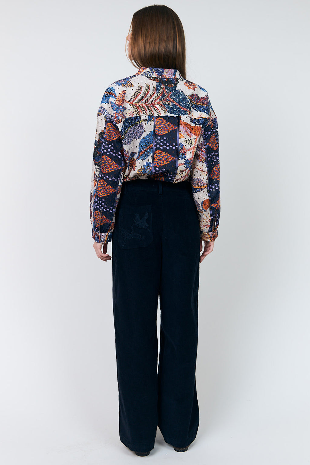 Lollys Laundry ScottieLL Multicolour Patchwork Print Shirt 26403-1071, back full length on model