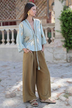 Luna Llena Kaia Khaki Wide Leg Trousers NR190