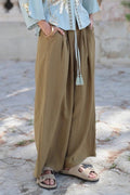 Luna Llena Kaia Khaki Wide Leg Trousers NR190