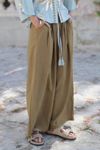 Luna Llena Kaia Khaki Wide Leg Trousers NR190