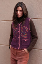 Luna Llena Olivia Mauve Purple Sleeveless Jacket TD801, front view buttoned