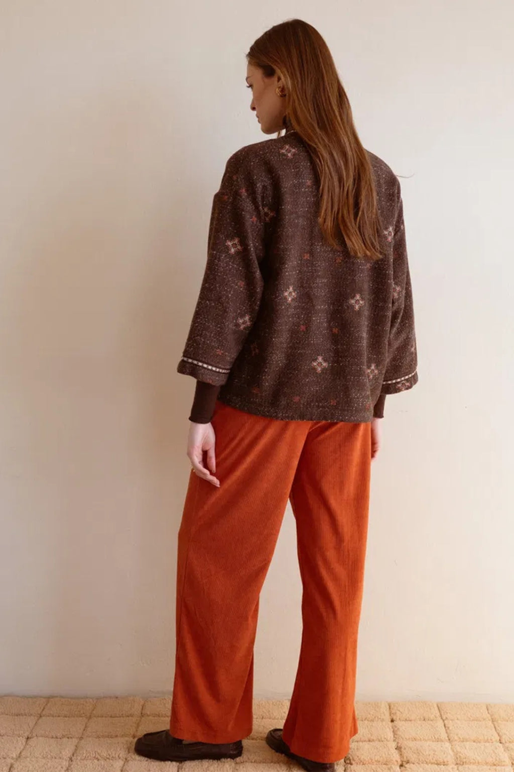 Luna Llena Pandora Brown Kimono KN82, back view full length