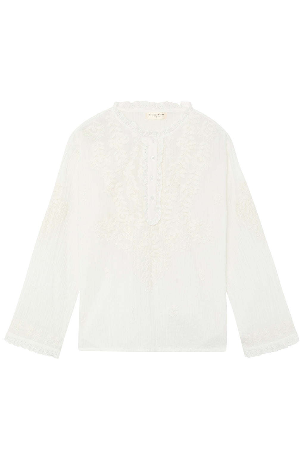 Maison Hotel 13972 Bilbao Gabriela Off White Embroidered Blouse