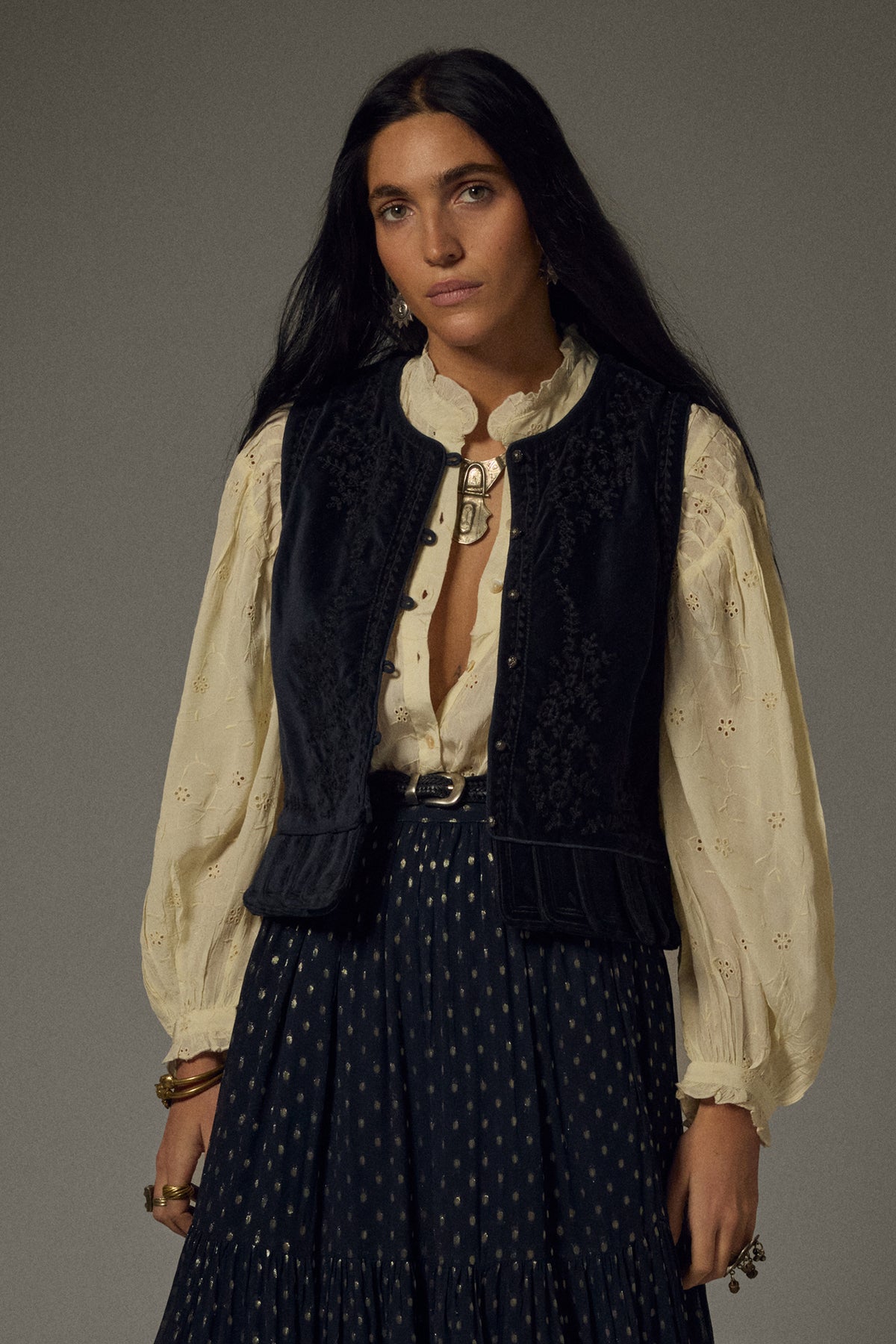 Maison Hotel Blue Velvet Bob Vinton Blue Vest 15777, styled