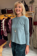 Mama B Aida Melange Blue Jumper 17237, front view