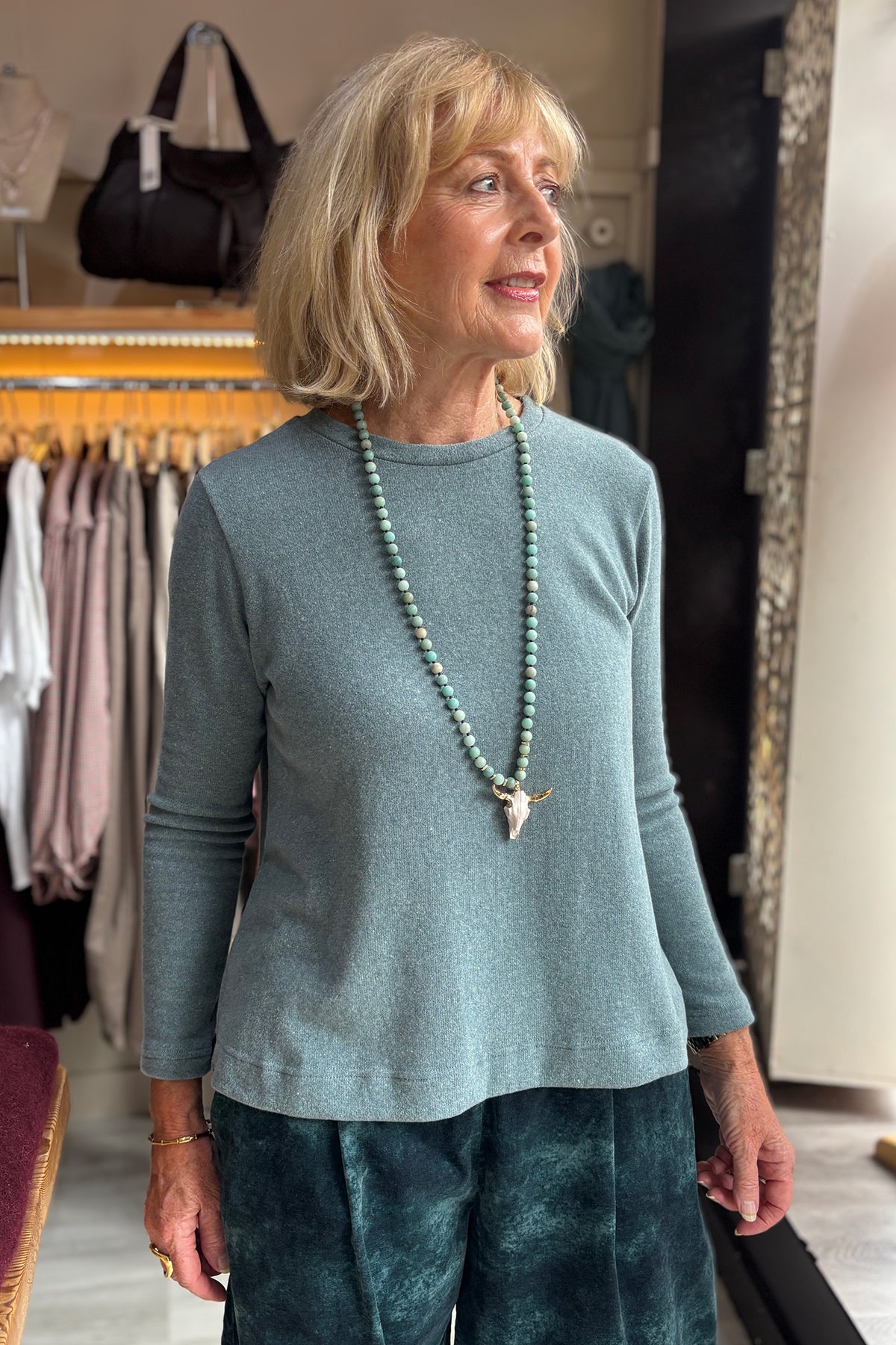 Mama B Aida Melange Blue Jumper 17237, three-quarter view