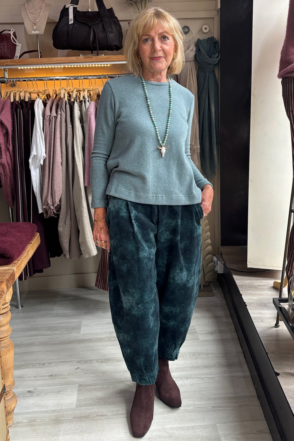 Mama B Aida Melange Blue Jumper 17237, full length