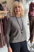 Mama B Alison Riga Alpaca 17235 Grey Thin Stripe Jumper, front view